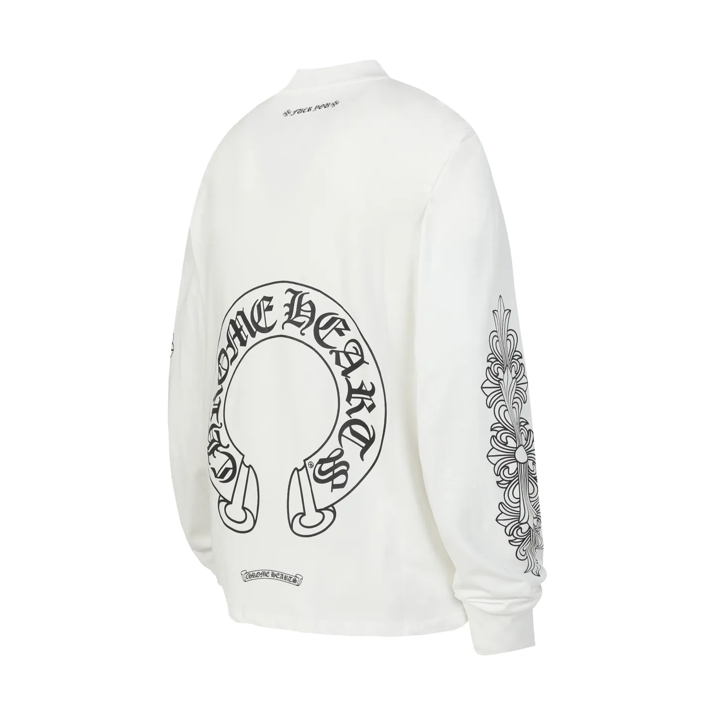 P150 cross-border model, please do not place an order if you pursue perfection -Chrome Hearts/Chrome Hearts 23ss scroll horseshoe Sanskrit printed popular long-sleeved T-shirt -High weight, high density and high quality, soft, delicate and skin-friendly wool, soft and silky to the touch, excellent warmth and skin-friendly properties -Customized weaving and dyeing, no color difference, no matter the fabric or workmanship details, beat the ordinary version on the market -Colour: black white -Size: S M L XL